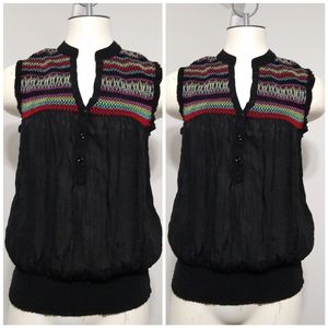 Event casual Black top embroidered size L